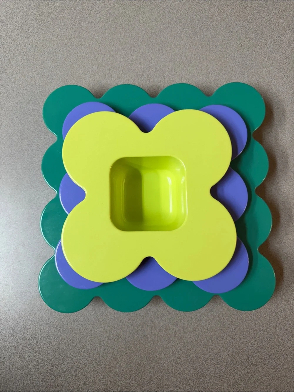 Tabitha Brown Scalloped Melamine Stacking Flower Snack Bowls - Blue, Green, Lime